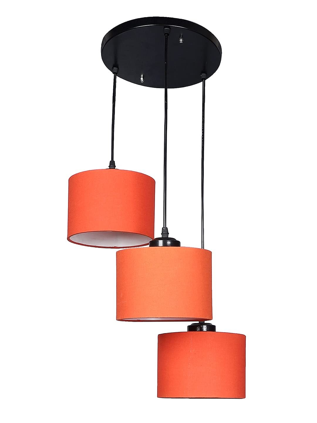 Orange Cotton Round Drum Cluster Hanging Lamp