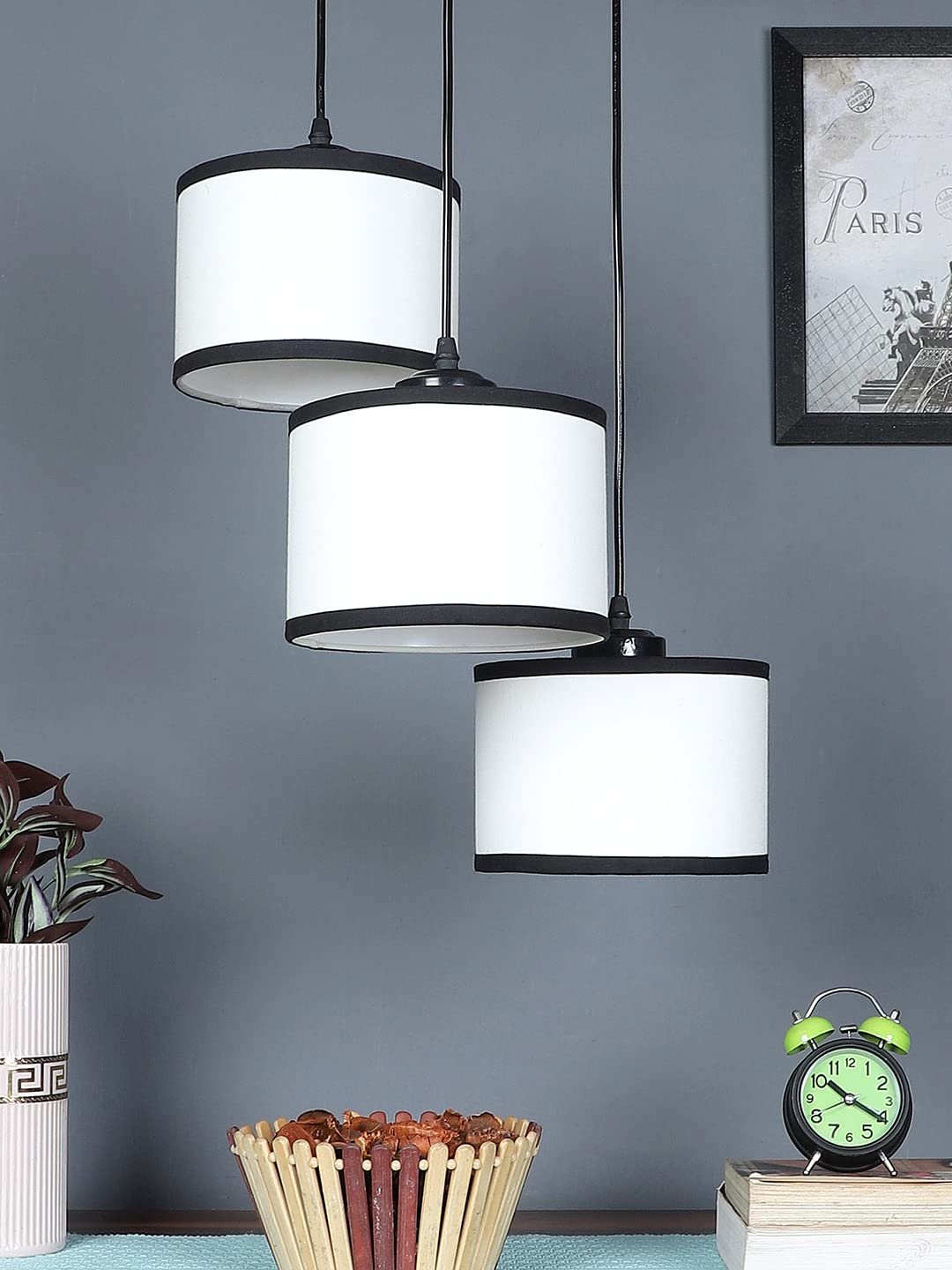 Multicolor Cotton Round Drum Cluster Hanging Lamp