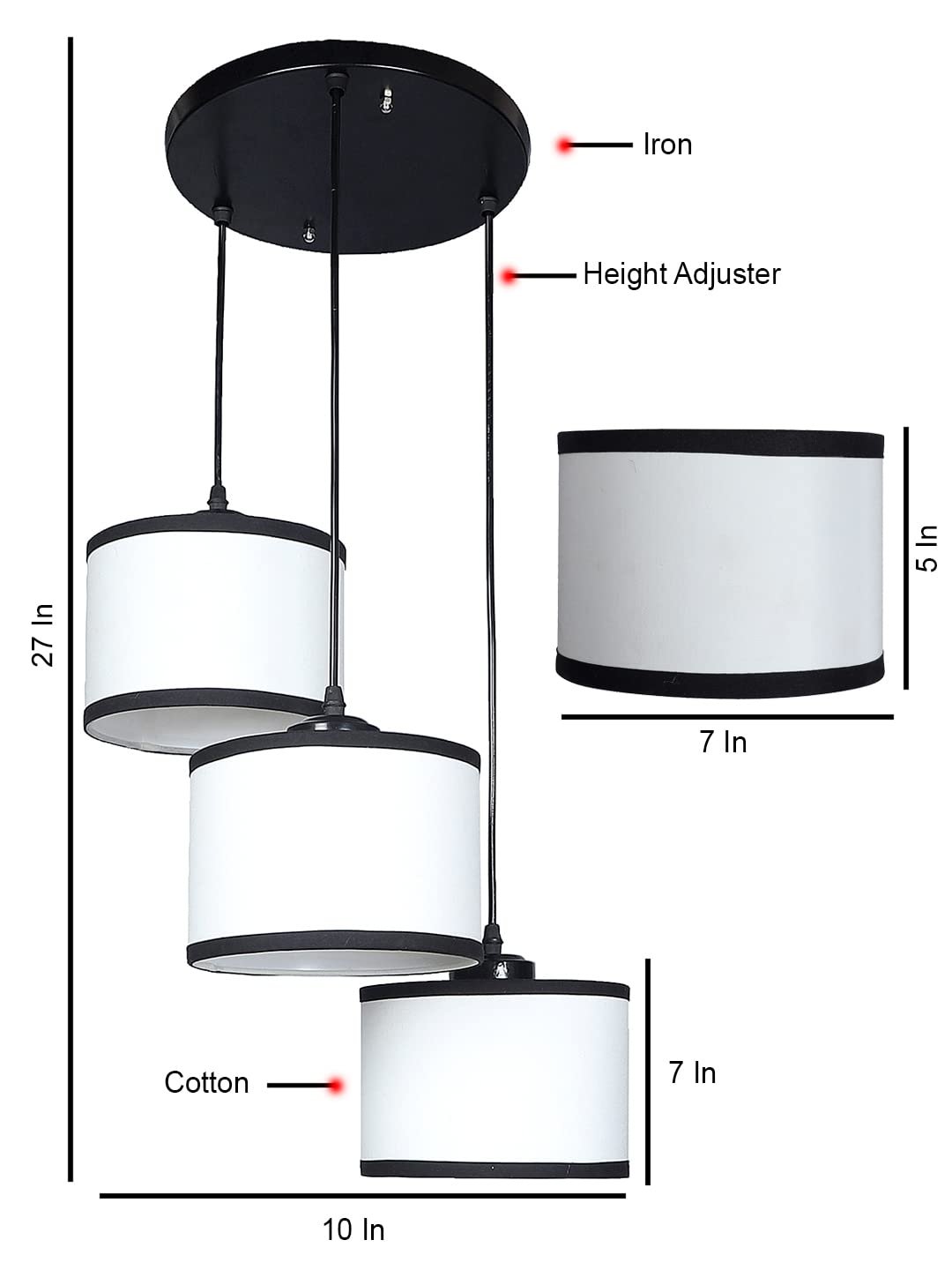 Multicolor Cotton Round Drum Cluster Hanging Lamp