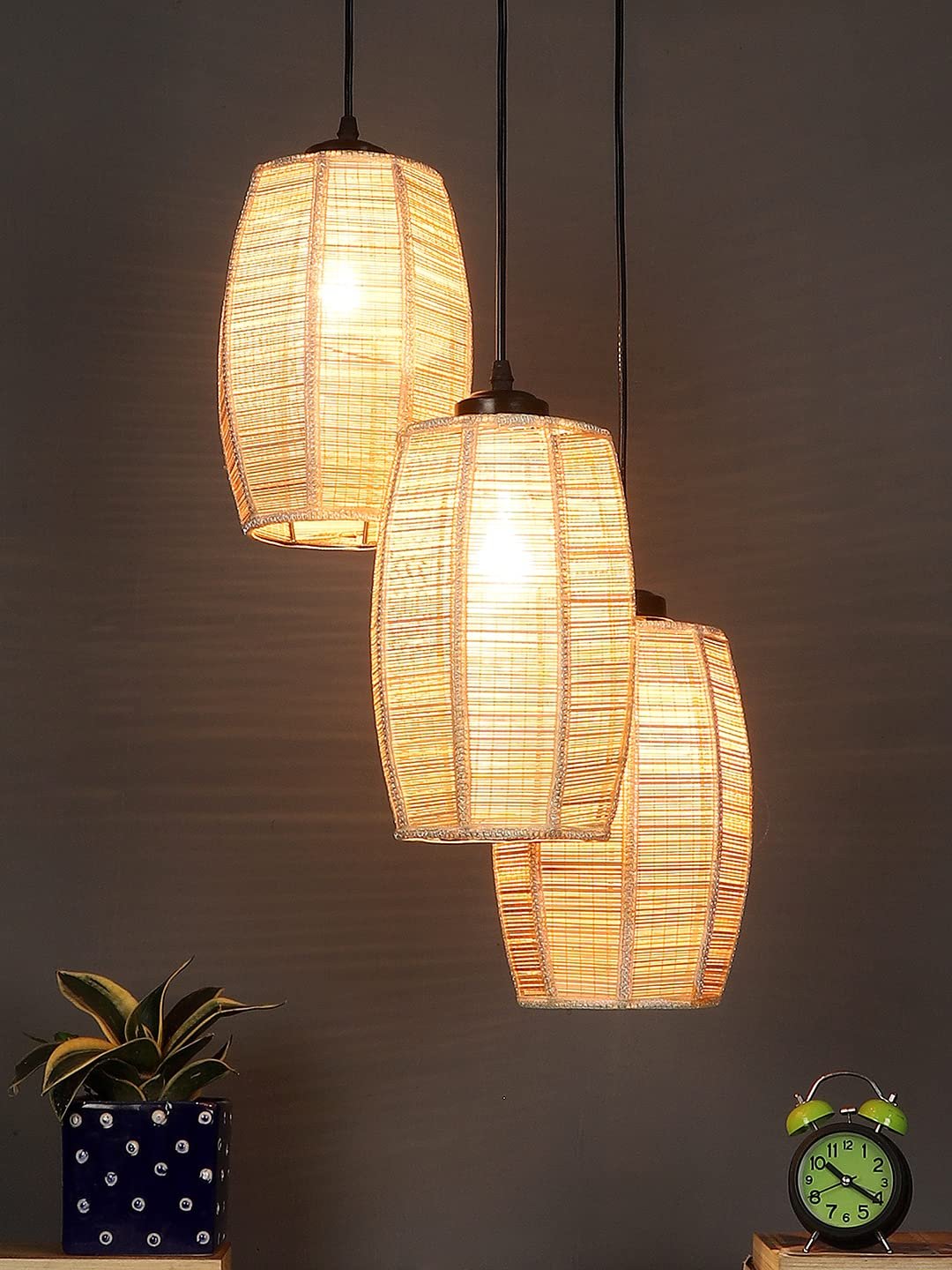 Bamboo Round Dholak Cluster Hanging Lamp