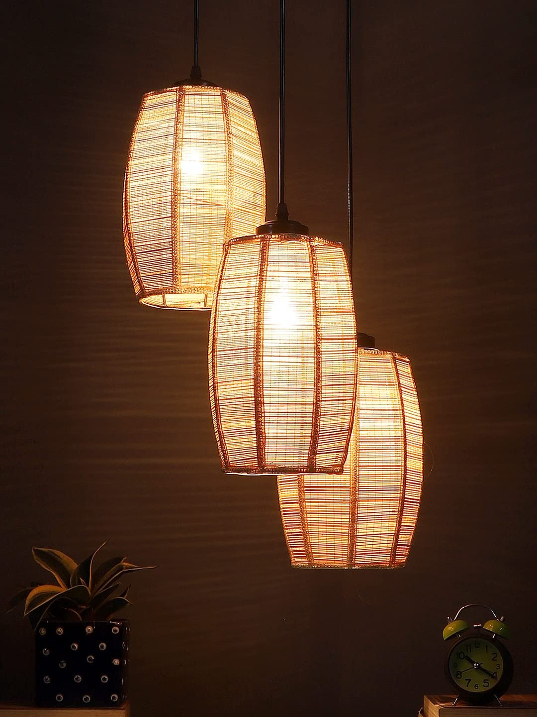 Bamboo Round Dholak Cluster Hanging Lamp