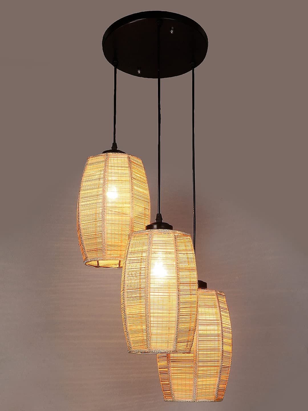Bamboo Round Dholak Cluster Hanging Lamp
