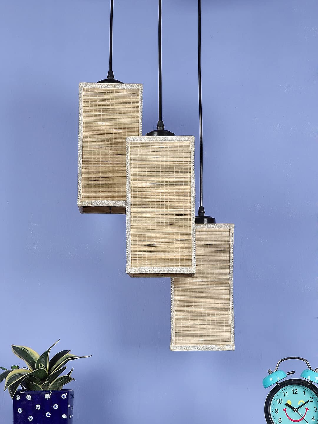 Square Bamboo Dholak Cluster Hanging Lamp