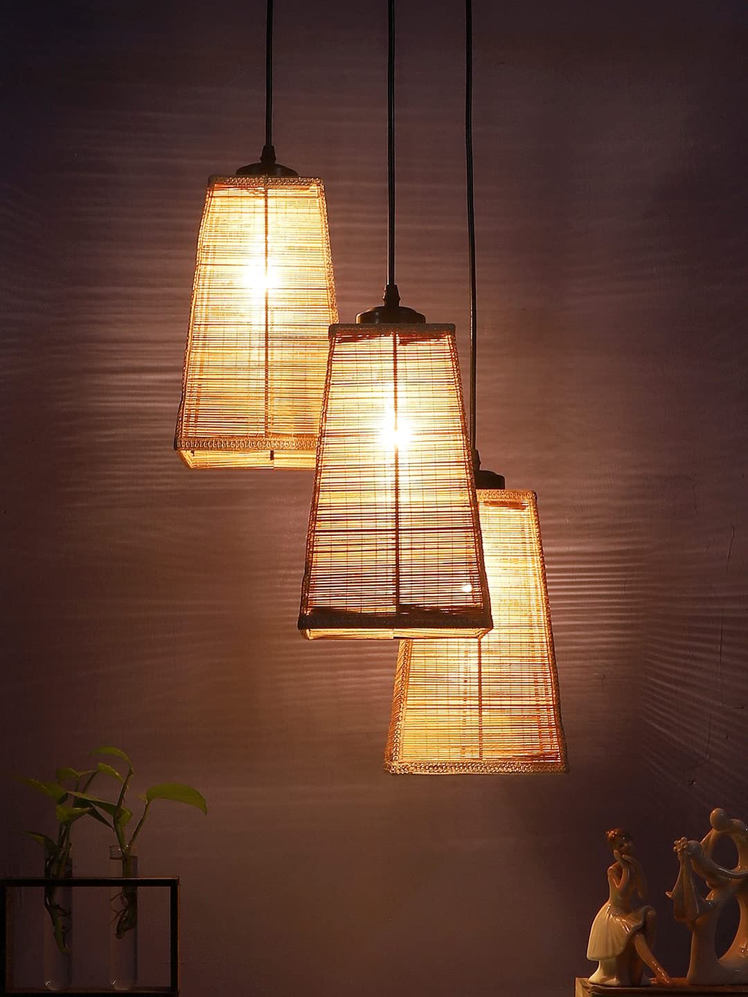 Pyramid Bamboo Cluster Hanging Lamp