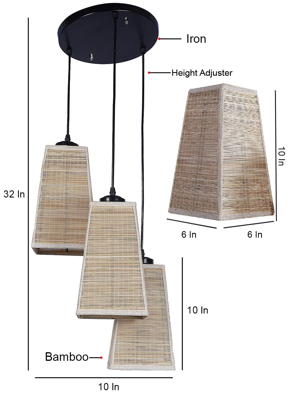 Pyramid Bamboo Cluster Hanging Lamp