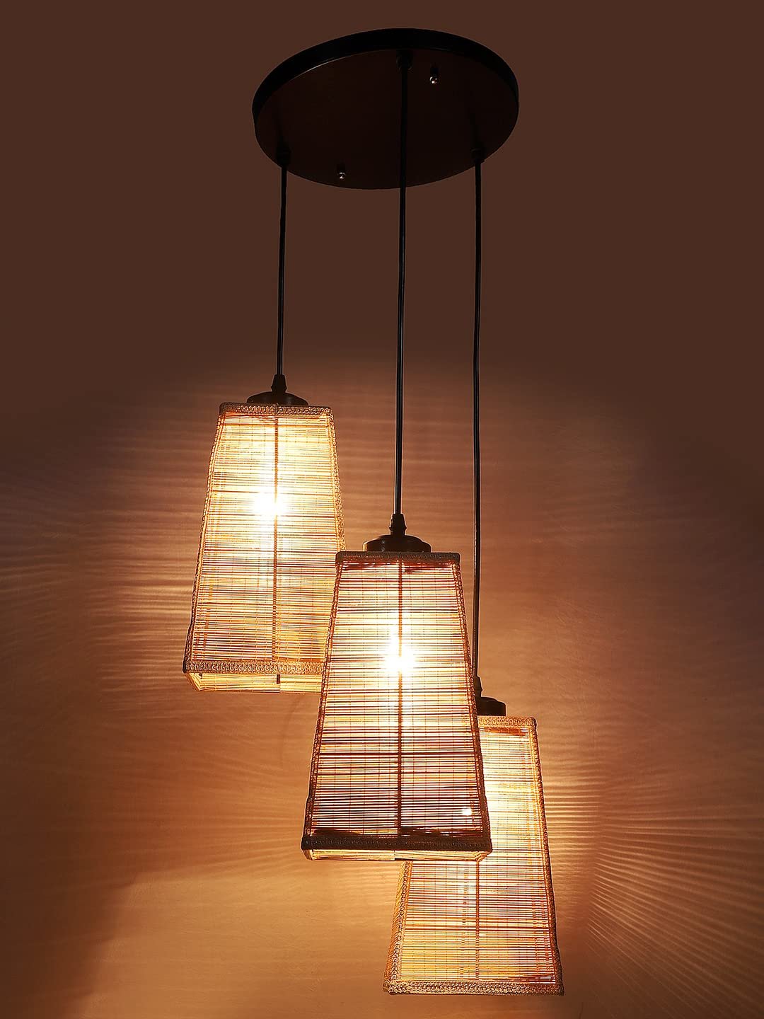 Pyramid Bamboo Cluster Hanging Lamp