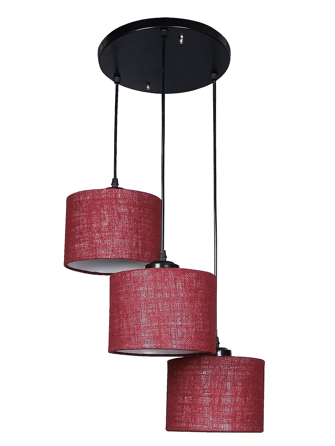 Maroon Jute Round Drum Cluster Hanging Lamp