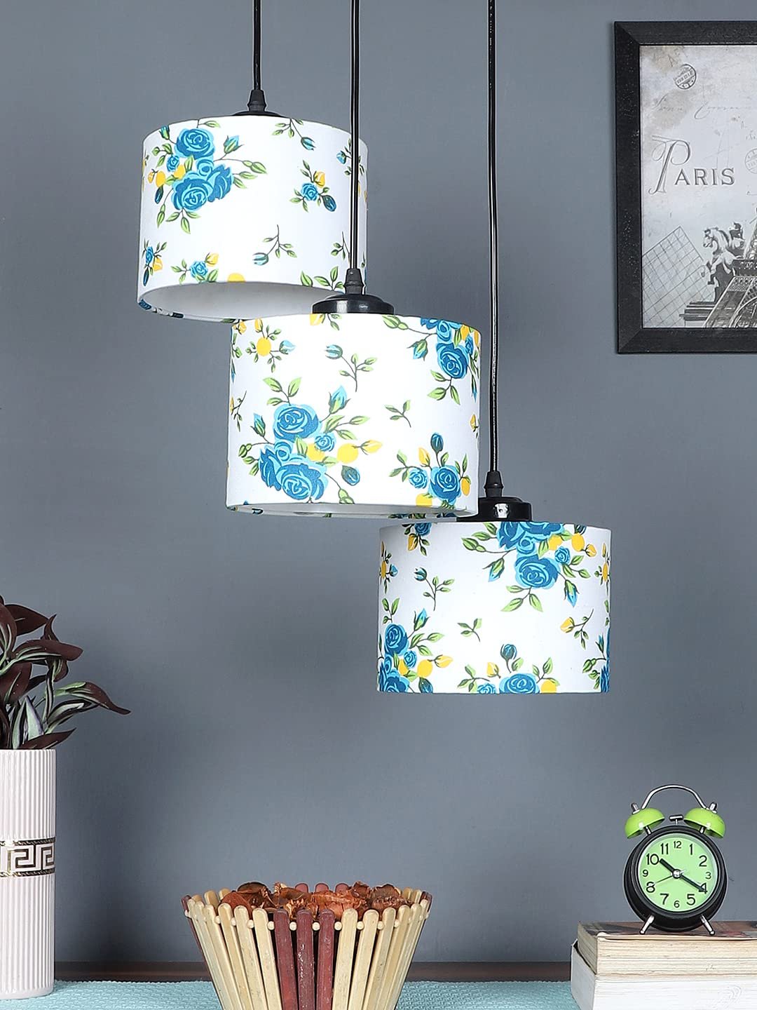 Multicolor Cotton Round Drum Cluster Hanging Lamp