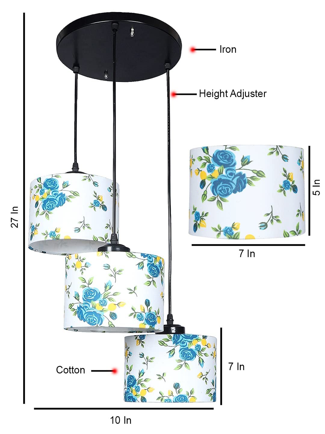 Multicolor Cotton Round Drum Cluster Hanging Lamp