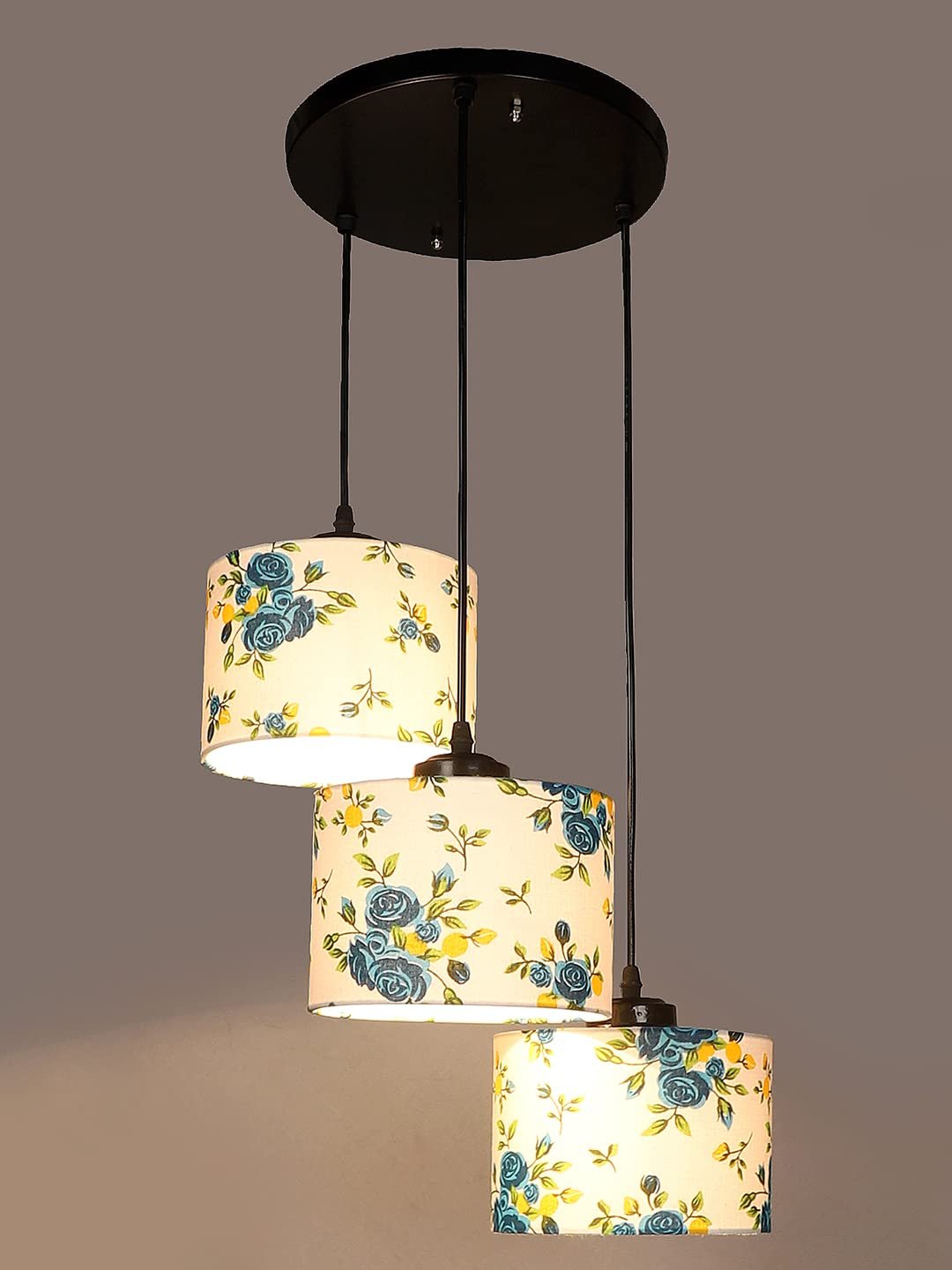 Multicolor Cotton Round Drum Cluster Hanging Lamp