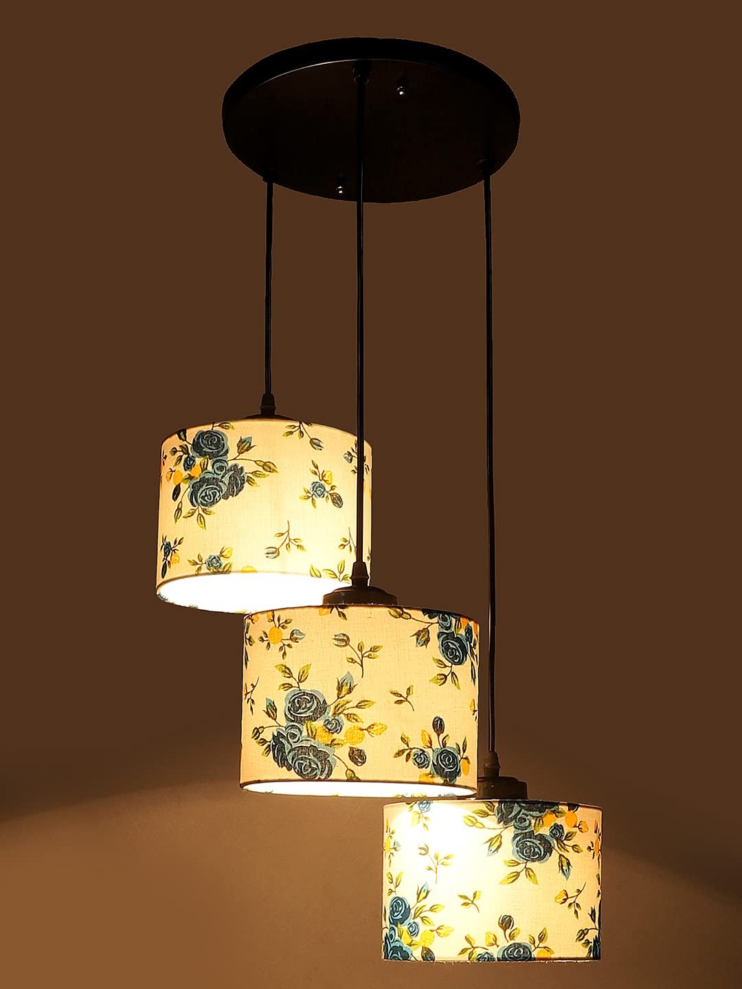 Multicolor Cotton Round Drum Cluster Hanging Lamp