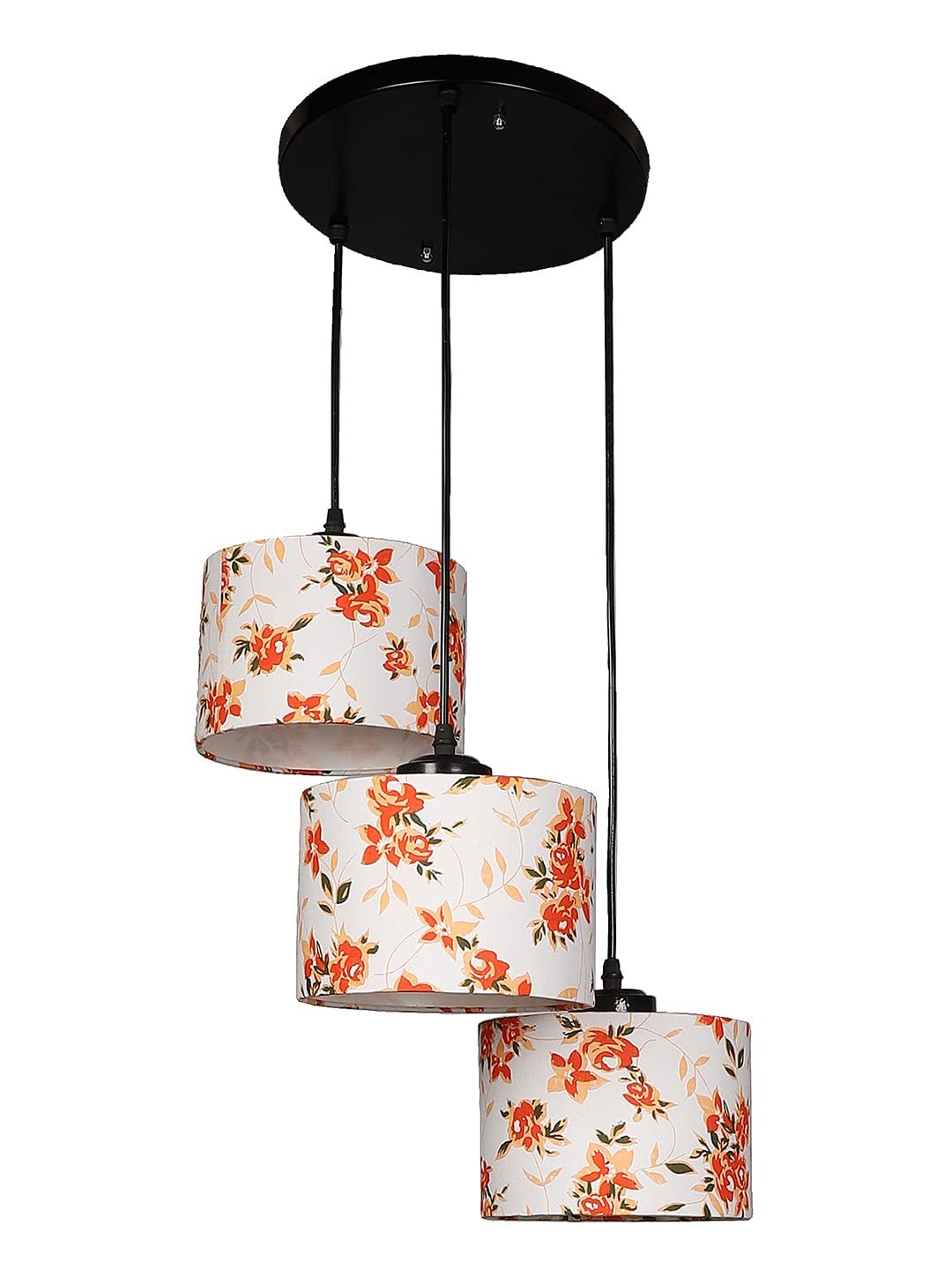 Multicolor Cotton Round Drum Cluster Hanging Lamp for Living