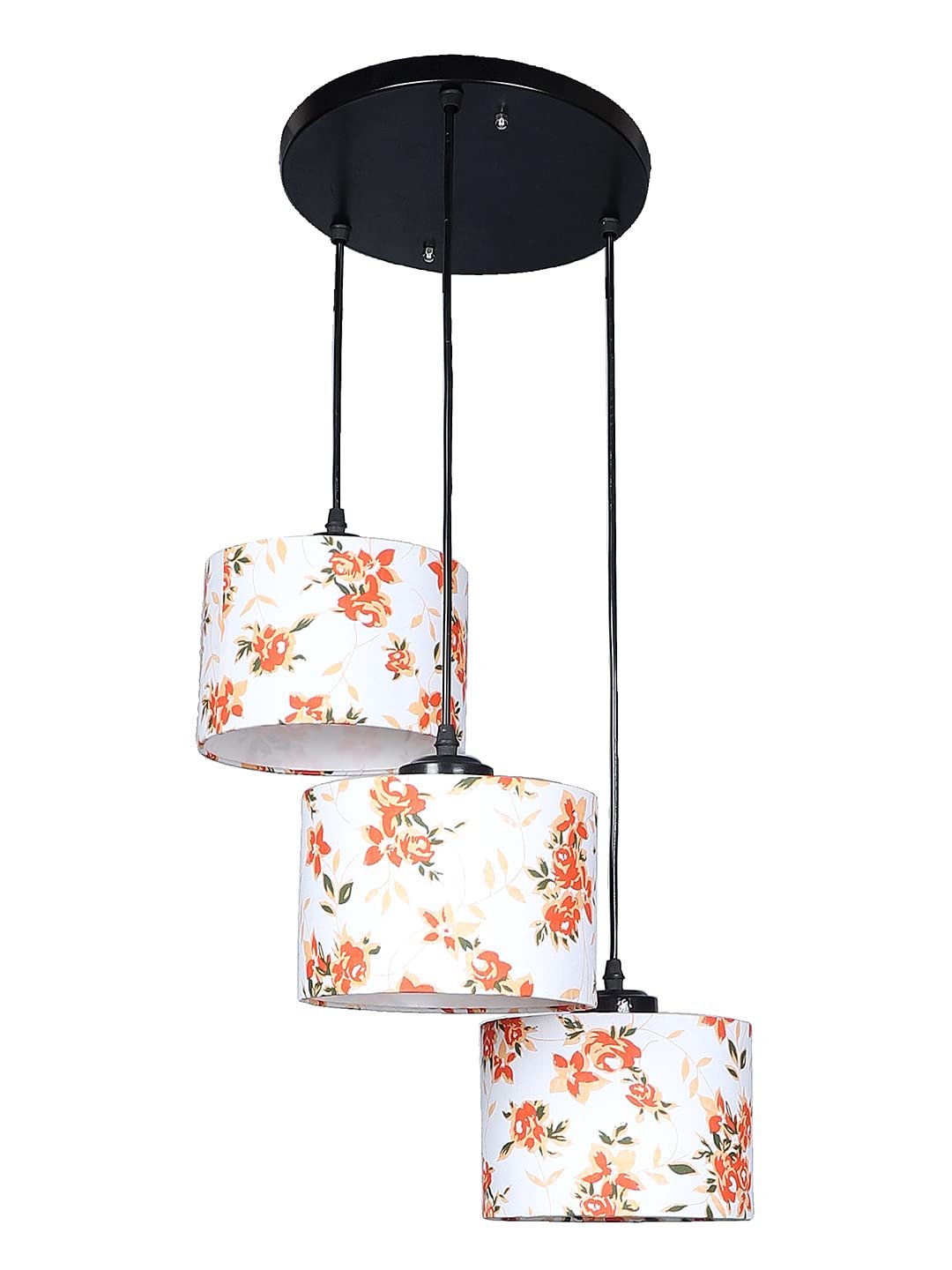 Multicolor Cotton Round Drum Cluster Hanging Lamp for Living