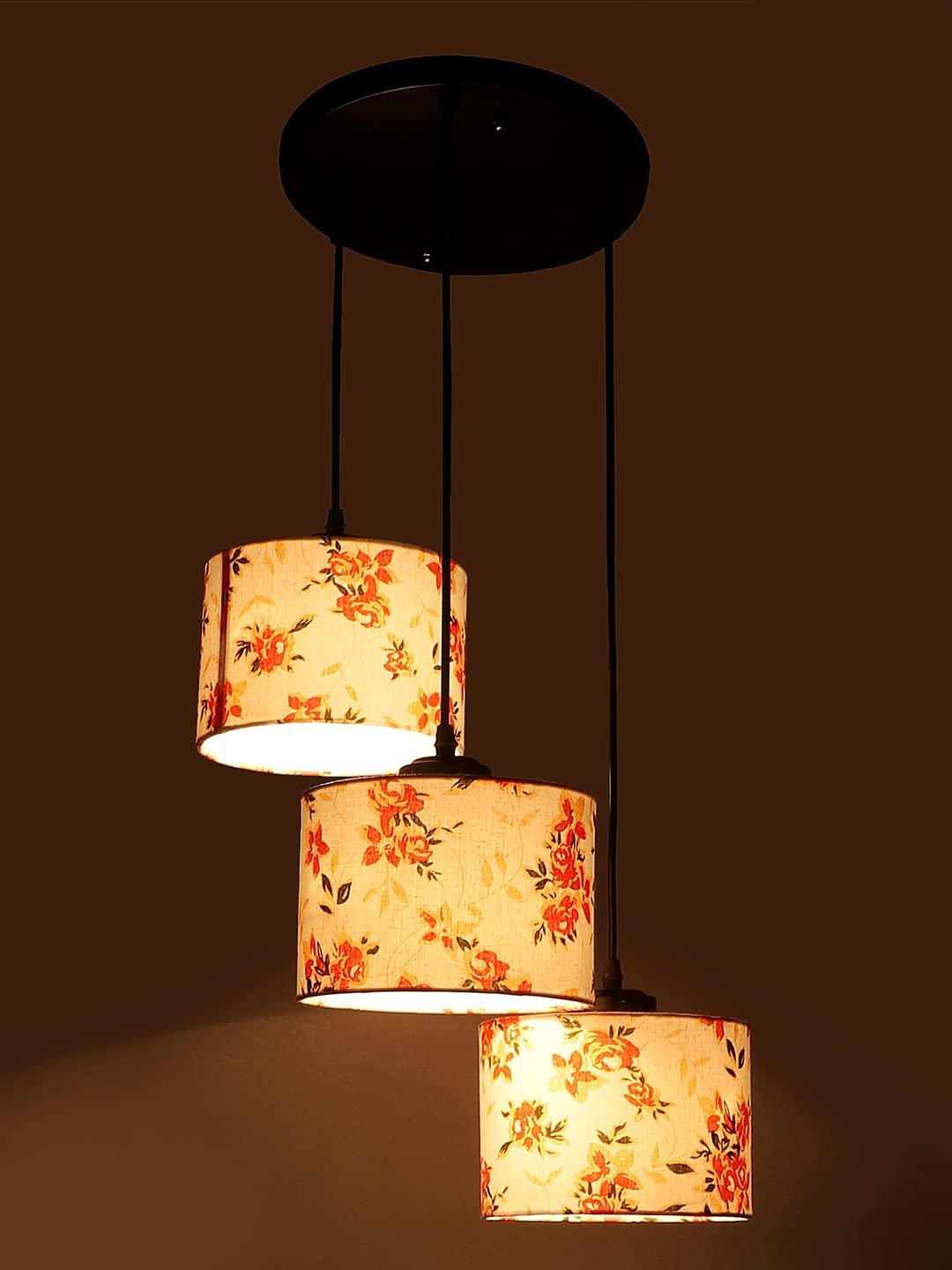 Multicolor Cotton Round Drum Cluster Hanging Lamp for Living