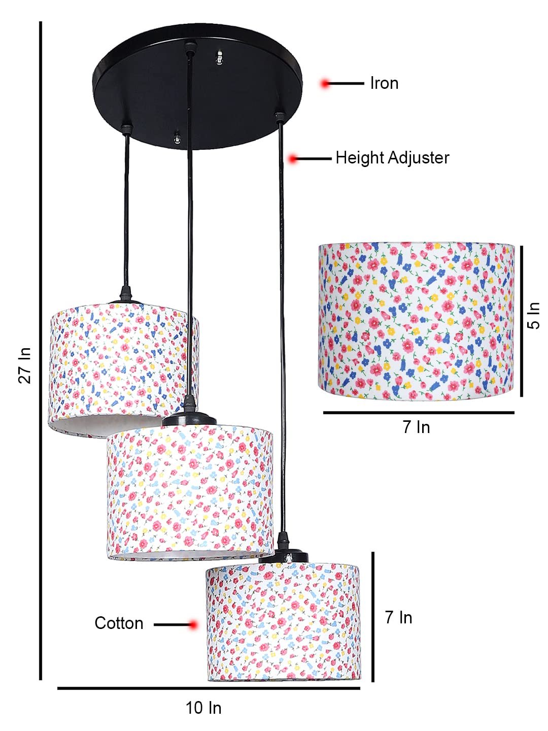 Multicolor Cotton Round Drum Cluster Hanging Lamp