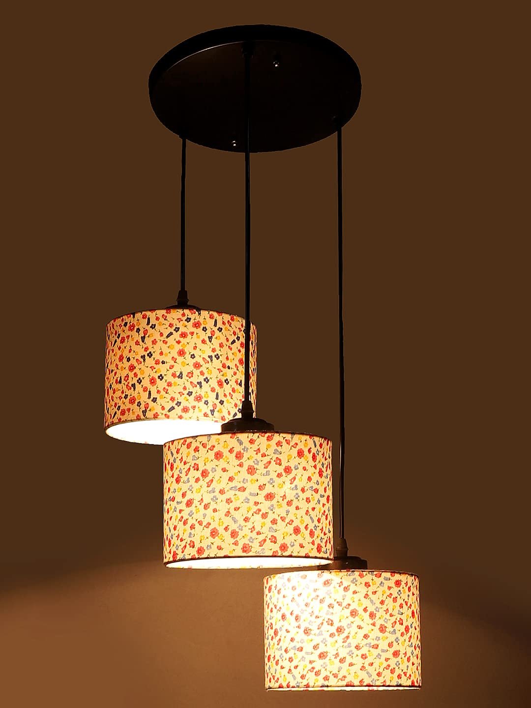 Multicolor Cotton Round Drum Cluster Hanging Lamp