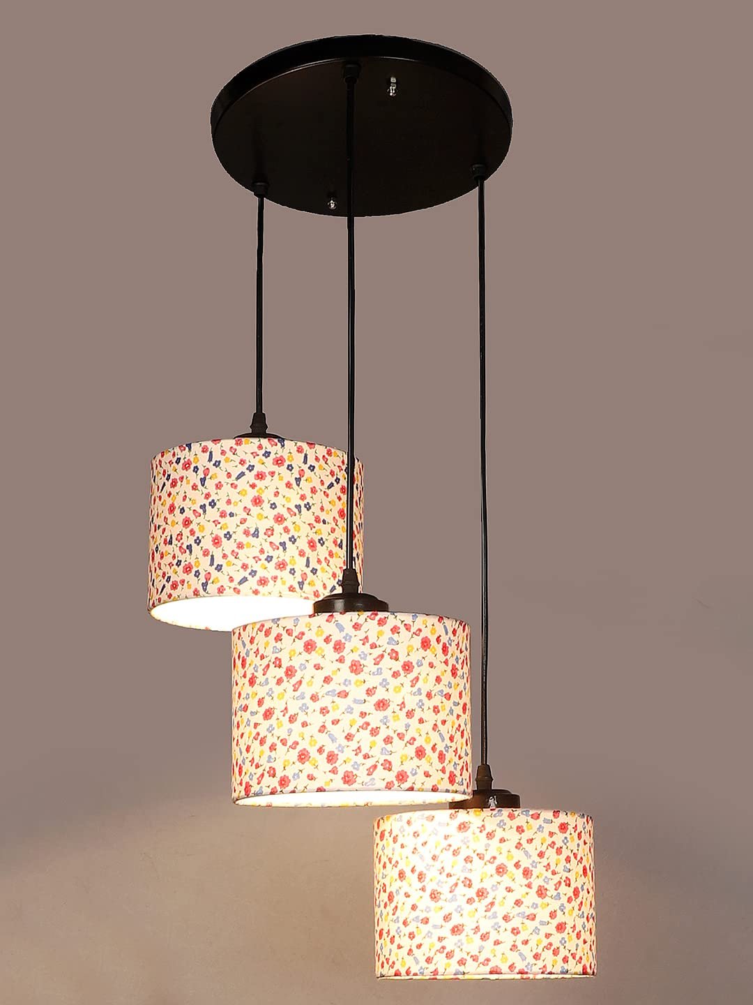 Multicolor Cotton Round Drum Cluster Hanging Lamp