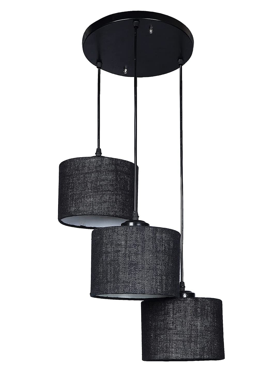 Black Jute Round Drum Cluster Hanging Lamp