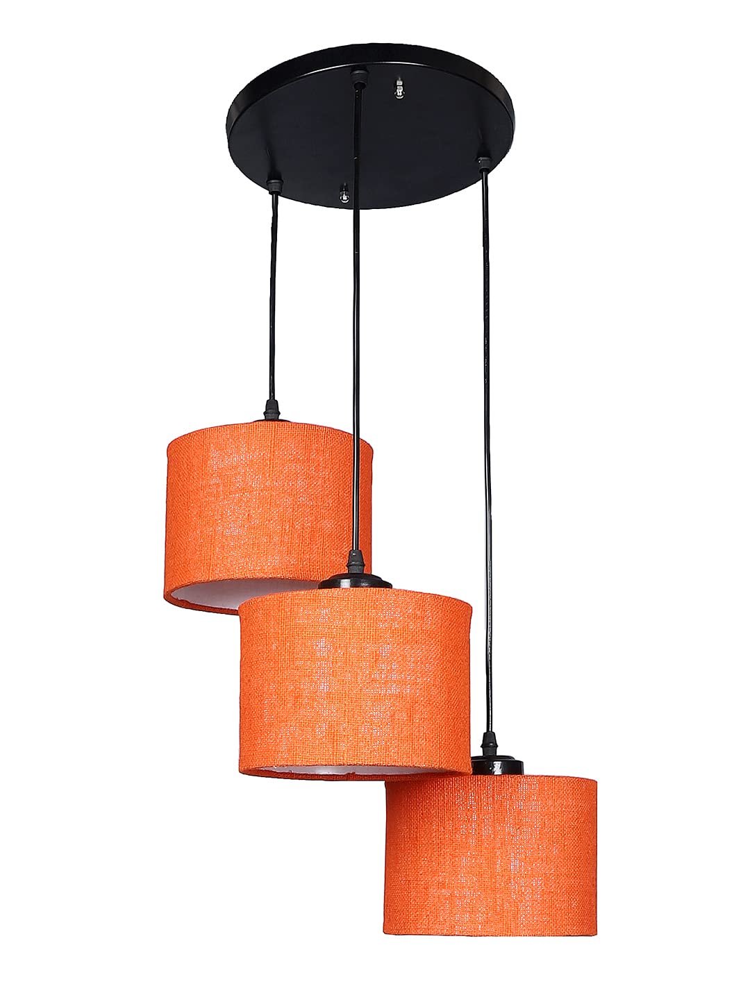Orange Jute Round Drum Cluster Hanging Lamp