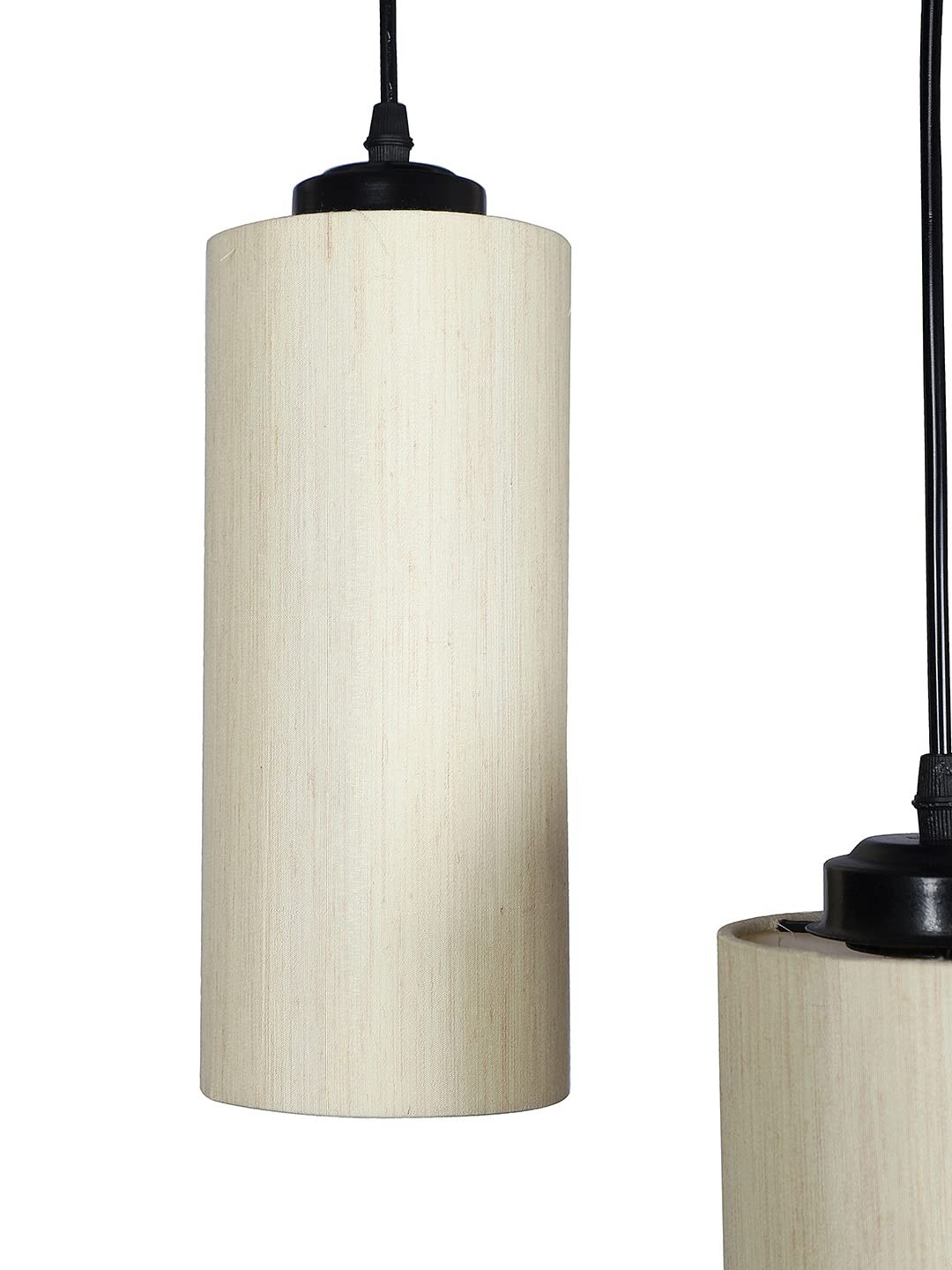Off-White Cotton Cylindrical Cluster Hanging Lamp