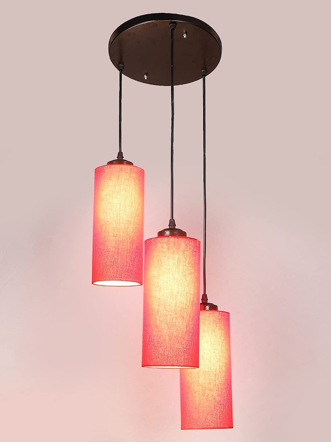 Red CottonCylindrical Cluster Hanging Lamp