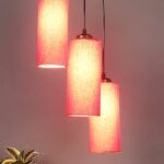 Red CottonCylindrical Cluster Hanging Lamp