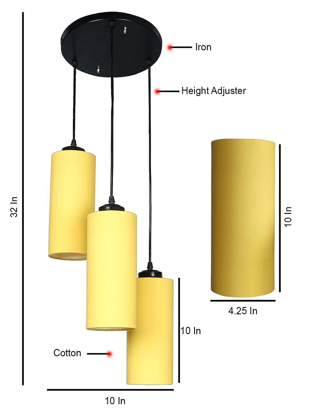 Yellow Cotton Cylindrical Cluster Hanging Lamp