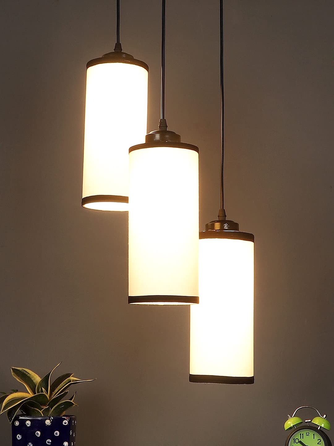 Multicolor Cotton Cylindrical Drum Cluster Hanging Lamp