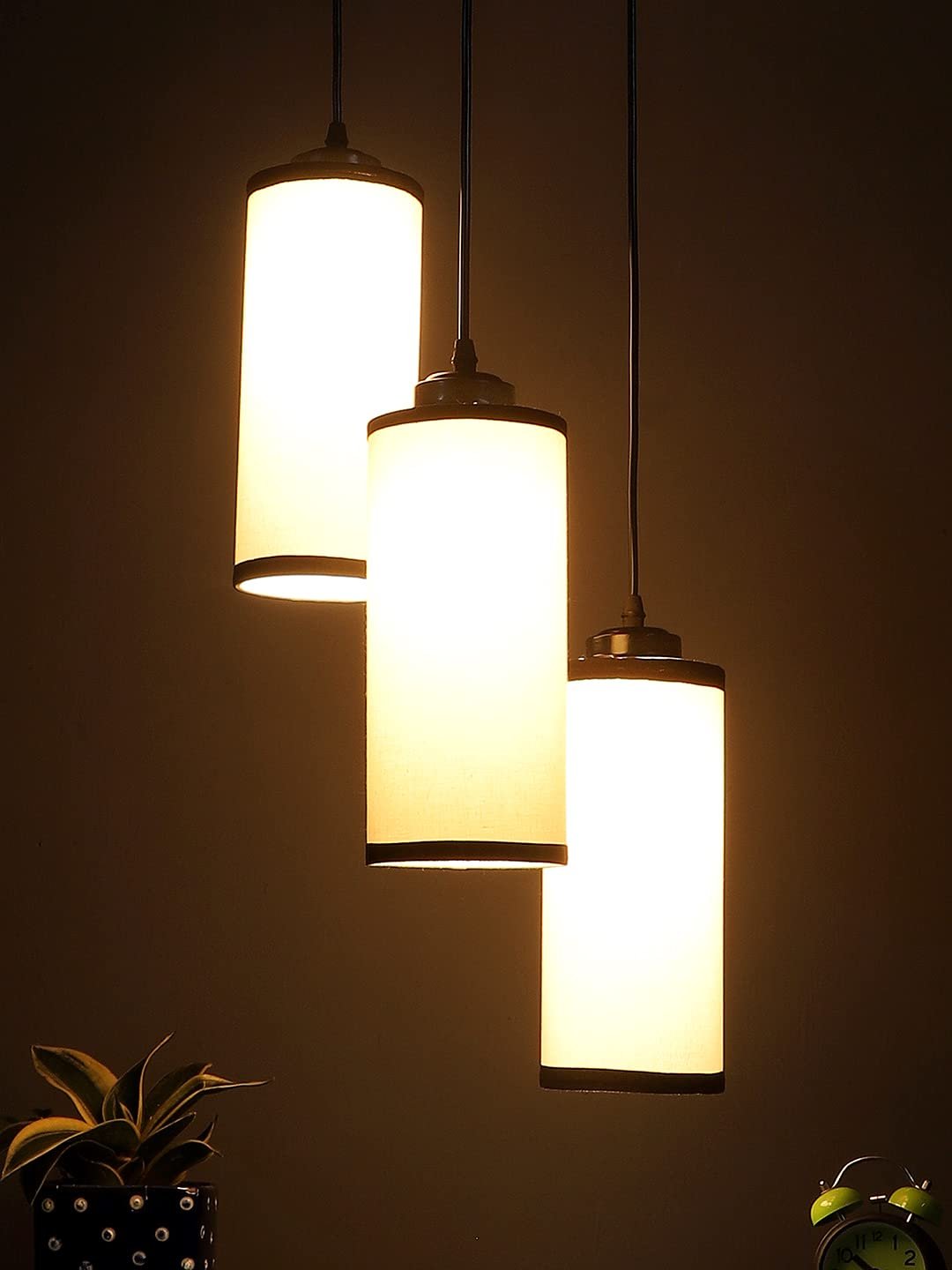 Multicolor Cotton Cylindrical Drum Cluster Hanging Lamp