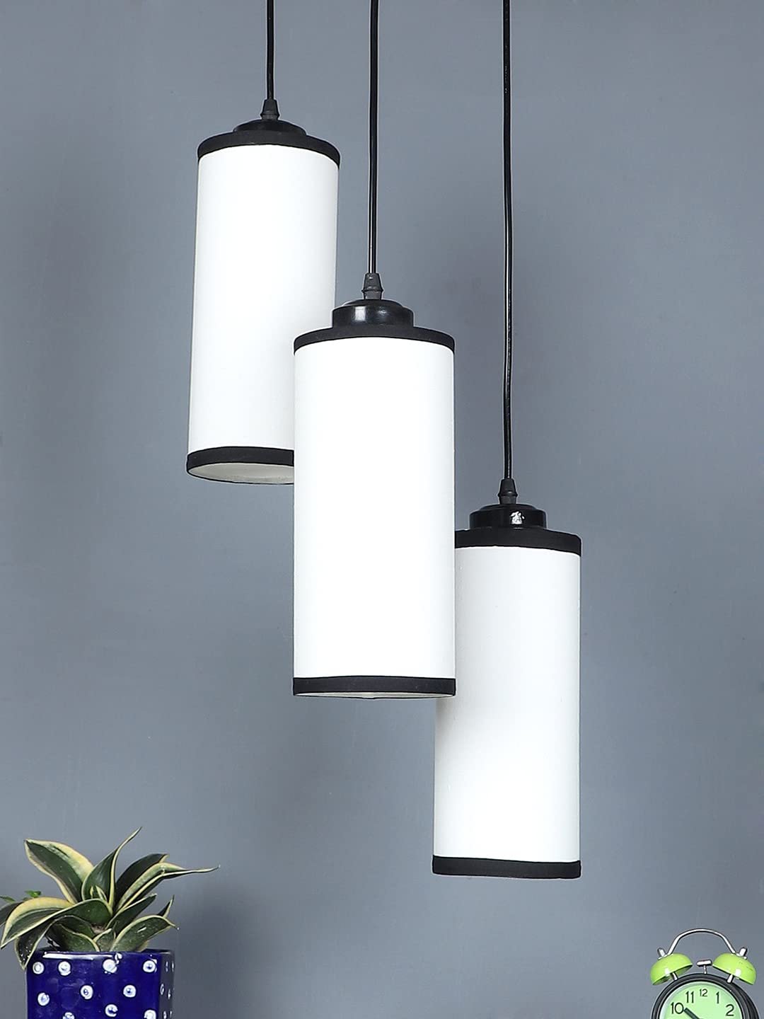 Multicolor Cotton Cylindrical Drum Cluster Hanging Lamp