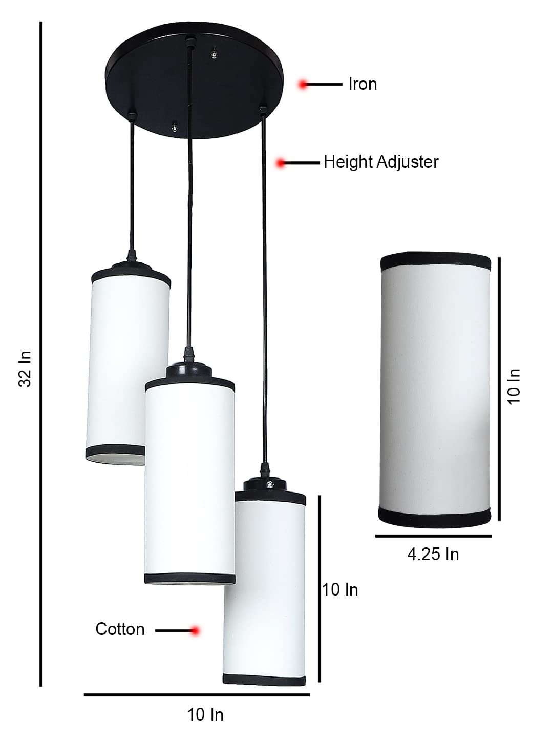 Multicolor Cotton Cylindrical Drum Cluster Hanging Lamp