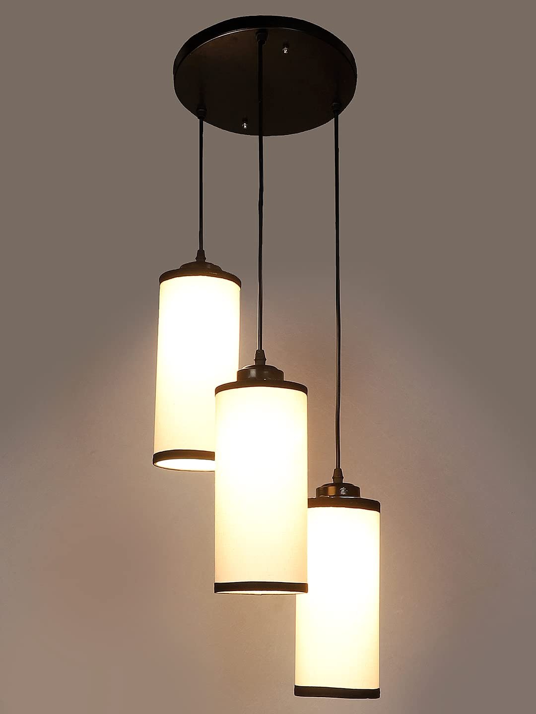 Multicolor Cotton Cylindrical Drum Cluster Hanging Lamp