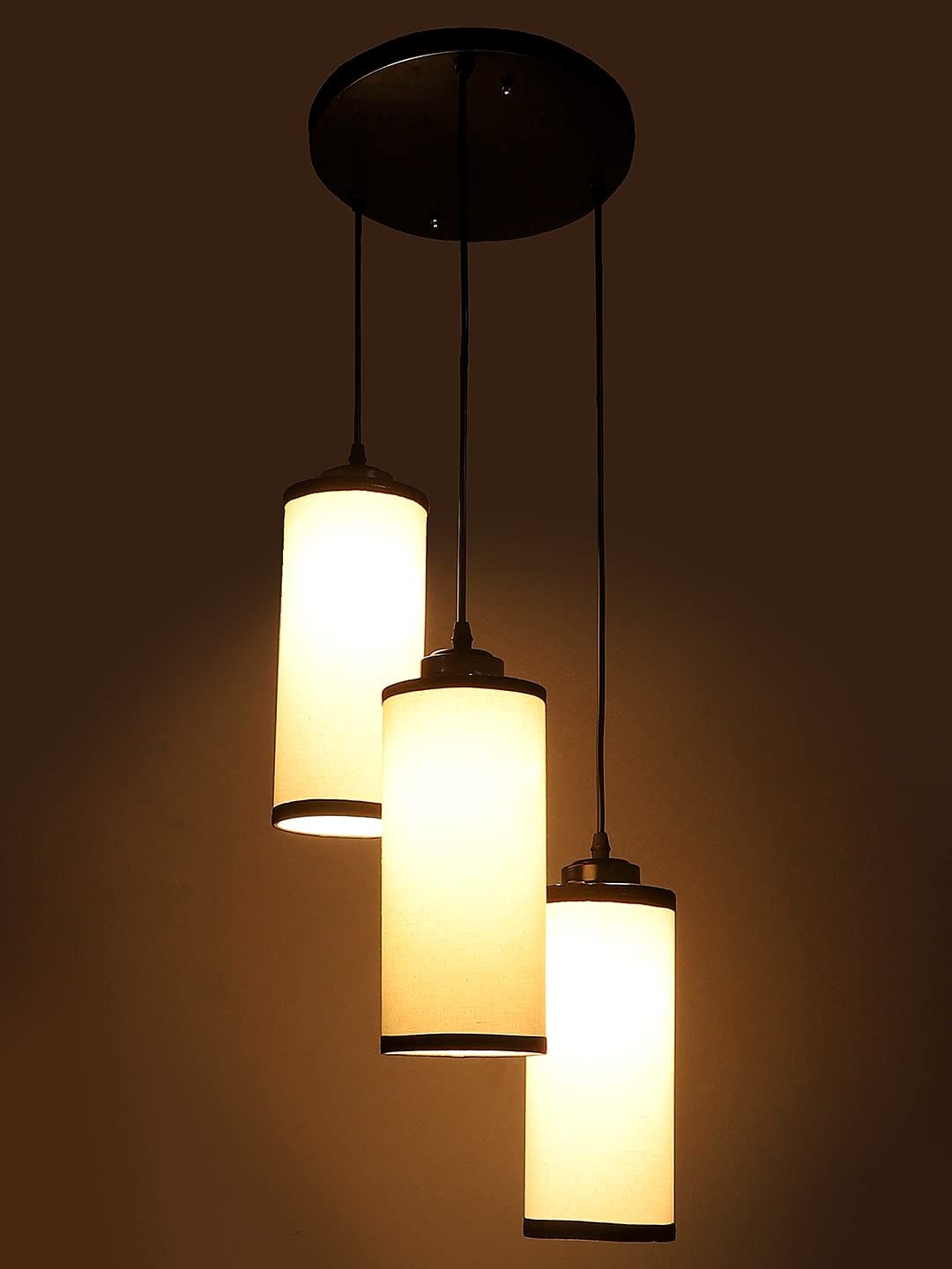 Multicolor Cotton Cylindrical Drum Cluster Hanging Lamp