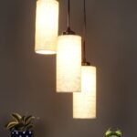 White Jute Cylindrical Cluster Hanging Lamp