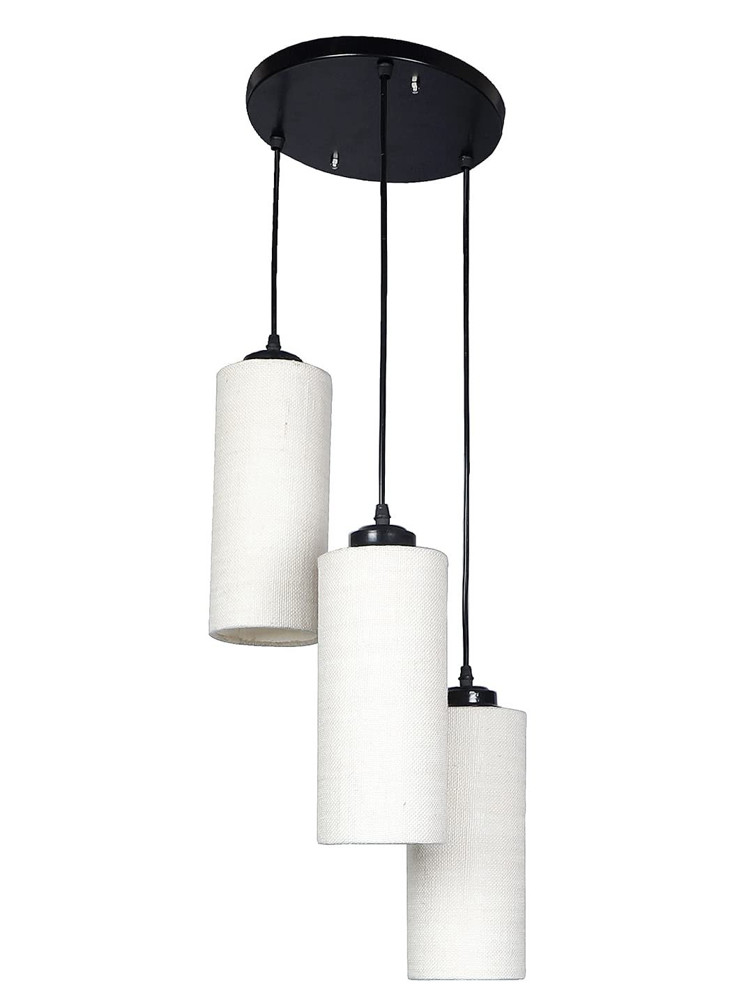 White Jute Cylindrical Cluster Hanging Lamp