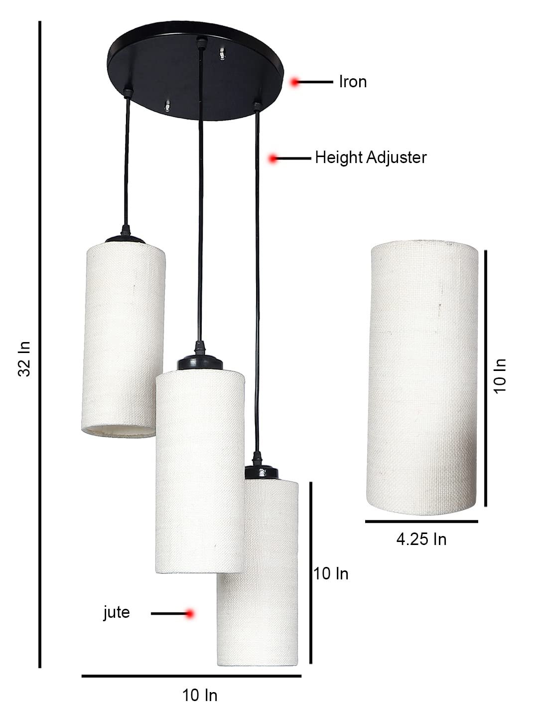 White Jute Cylindrical Cluster Hanging Lamp