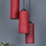 Maroon Jute Cylindrical Cluster Hanging Lamp
