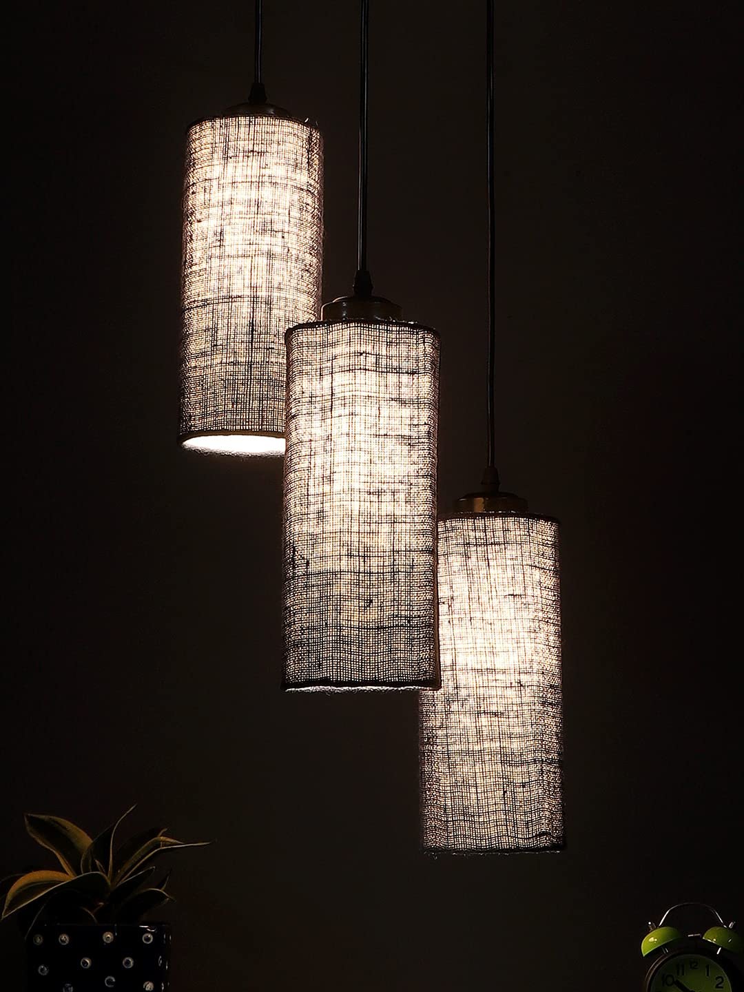 Blue Jute Cylindrical Cluster Hanging Lamp