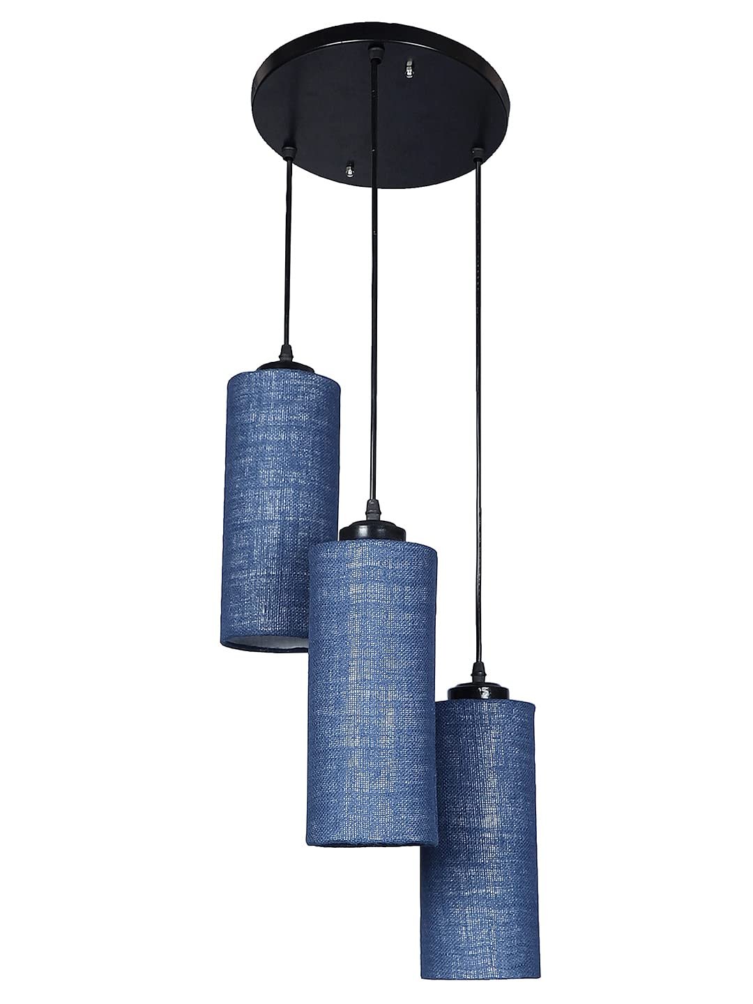 Blue Jute Cylindrical Cluster Hanging Lamp