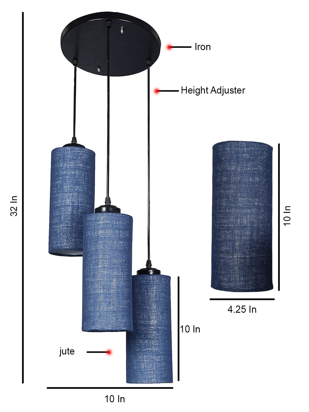 Blue Jute Cylindrical Cluster Hanging Lamp
