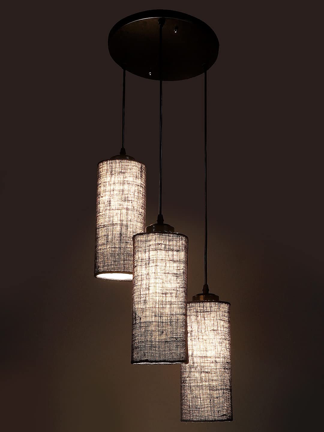 Blue Jute Cylindrical Cluster Hanging Lamp