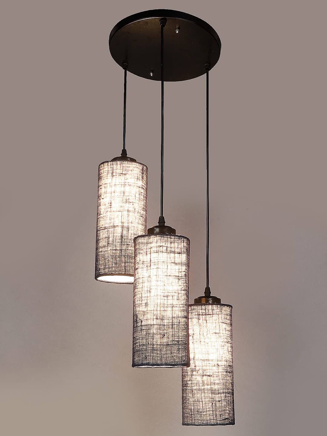 Blue Jute Cylindrical Cluster Hanging Lamp