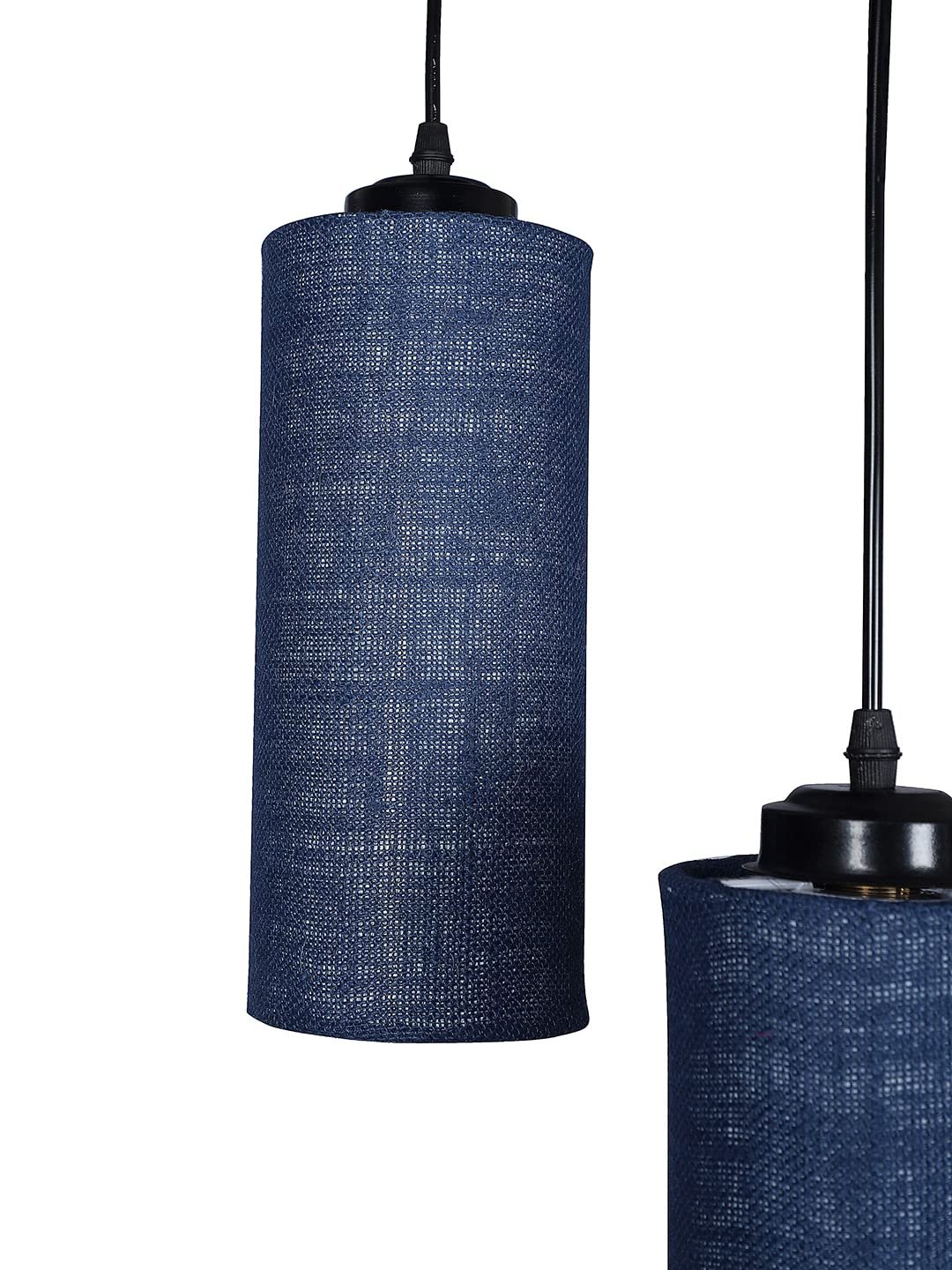 Blue Jute Cylindrical Cluster Hanging Lamp