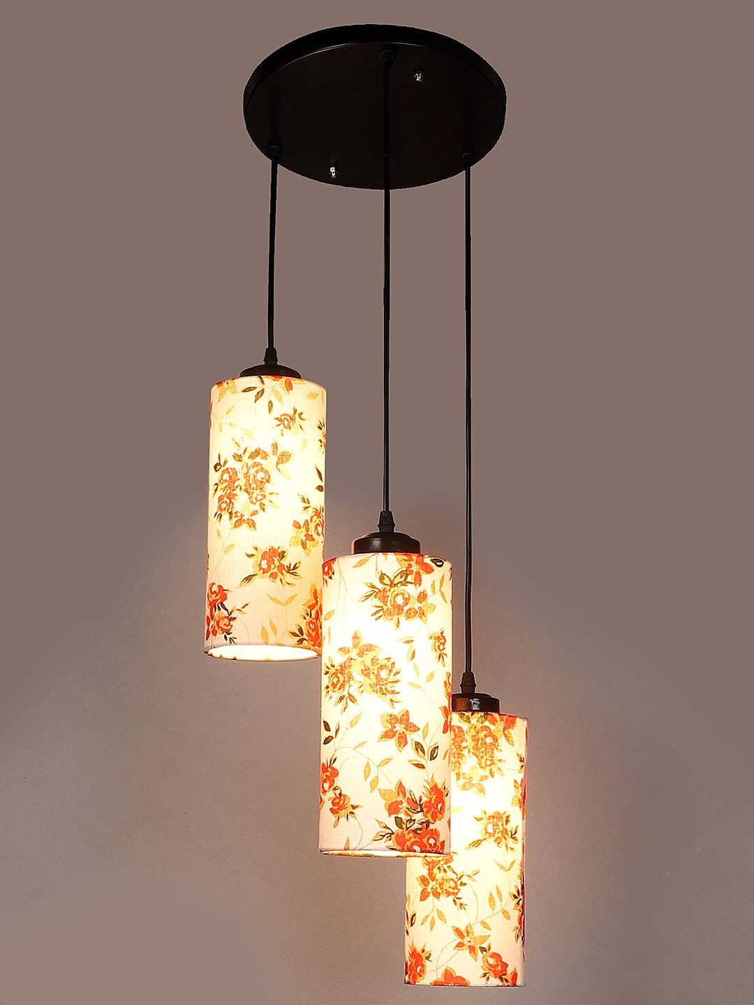 Multicolor Cotton Cylindrical Drum Cluster Hanging Lamp