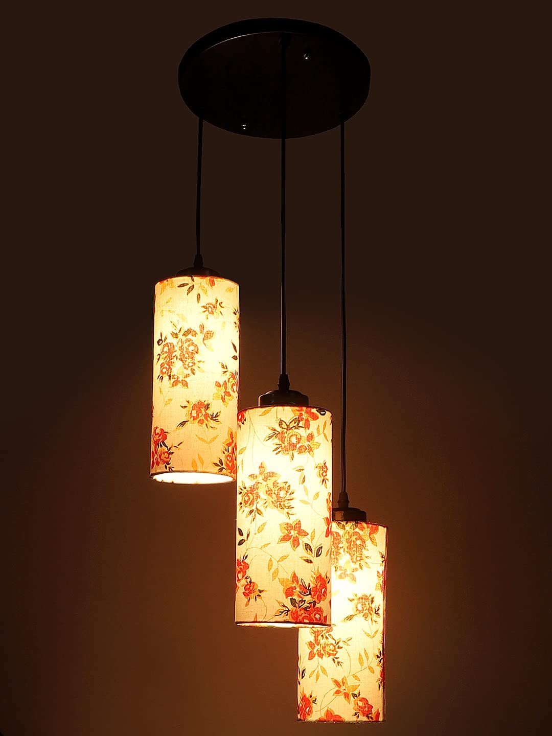Multicolor Cotton Cylindrical Drum Cluster Hanging Lamp