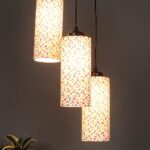 Multicolor Cotton Cylindrical Drum Cluster Hanging Lamp