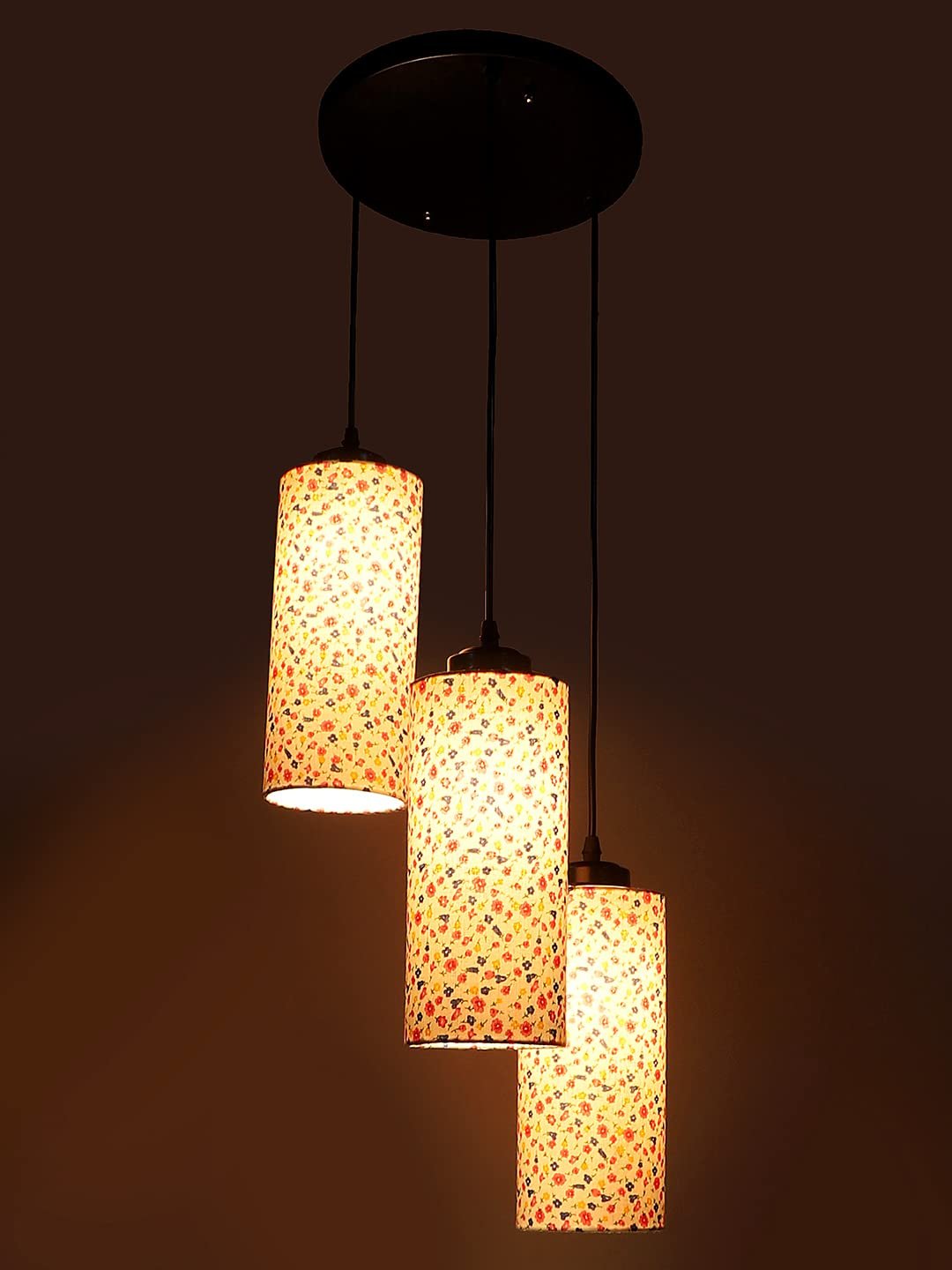 Multicolor Cotton Cylindrical Drum Cluster Hanging Lamp