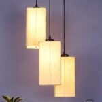 Off-White Cotton Square Cluster Hanging Lamp