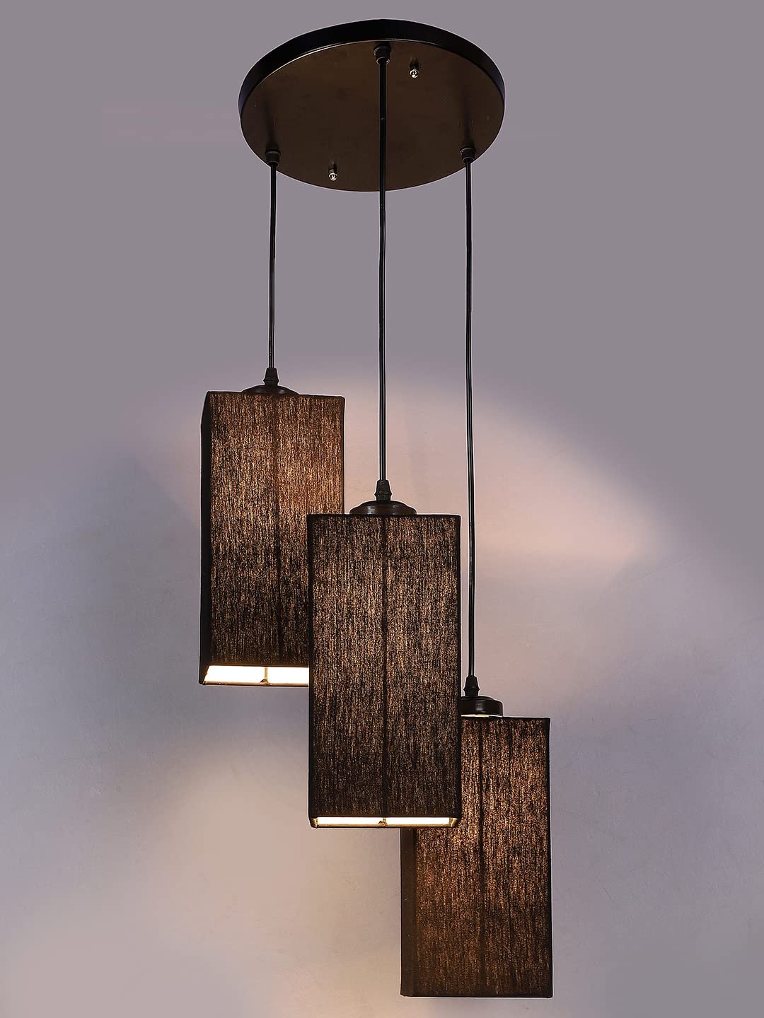 Black Cotton Square Cluster Hanging Lamp