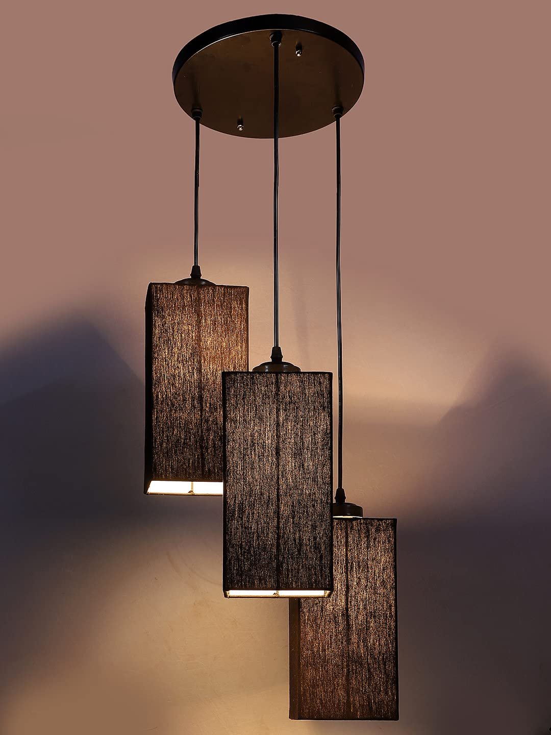 Black Cotton Square Cluster Hanging Lamp